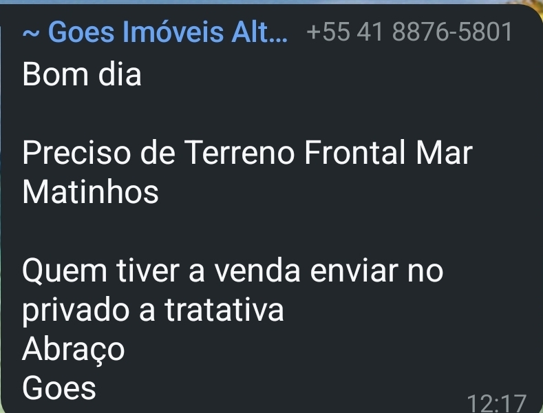 Terreno em Matinhos frente mar